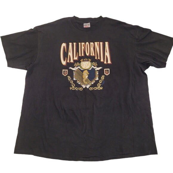 VTG 90s T Shirt XXL Black 2XL Single Stitch California Lazy Guys Club USA Tee - Picture 8 of 9